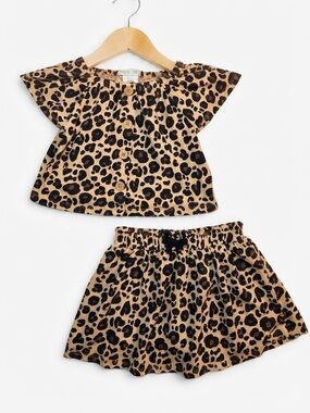 Rachel Zoe Girls Leopard Print Two-Piece Skort Set Size 4